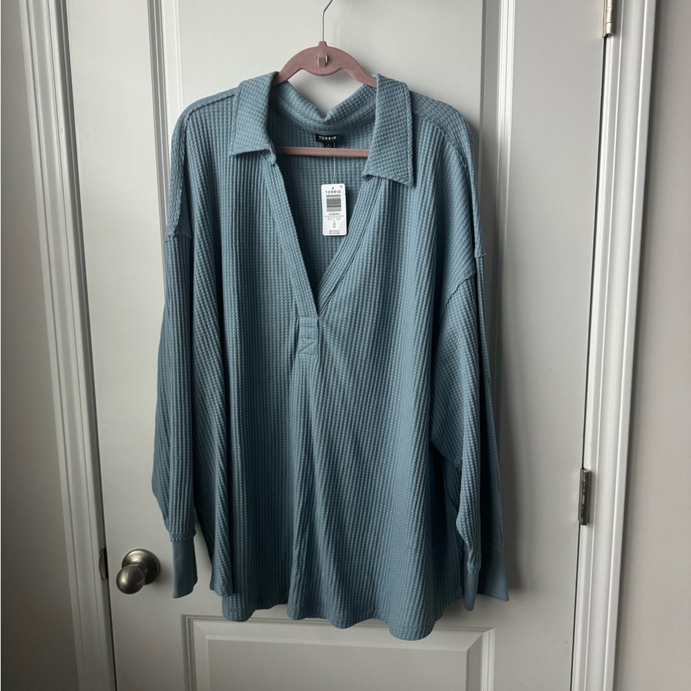 Torrid Waffle Collared Drop Shoulder Top 4x NWT